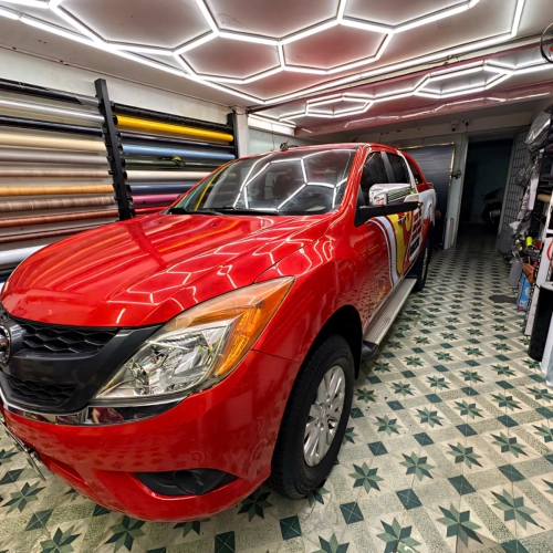  Wrap Đỏ Gold kết hợp tem sườn  Thương Hiệu Công Ty cho ẻm Mazda bt50